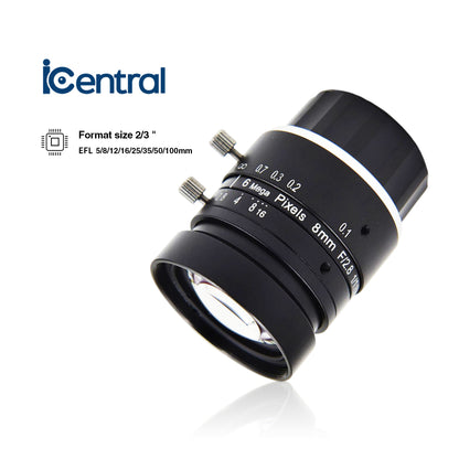 2/3" 10MP C-Mount verzerrungsarme industrielle Bildverarbeitungsobjektive 