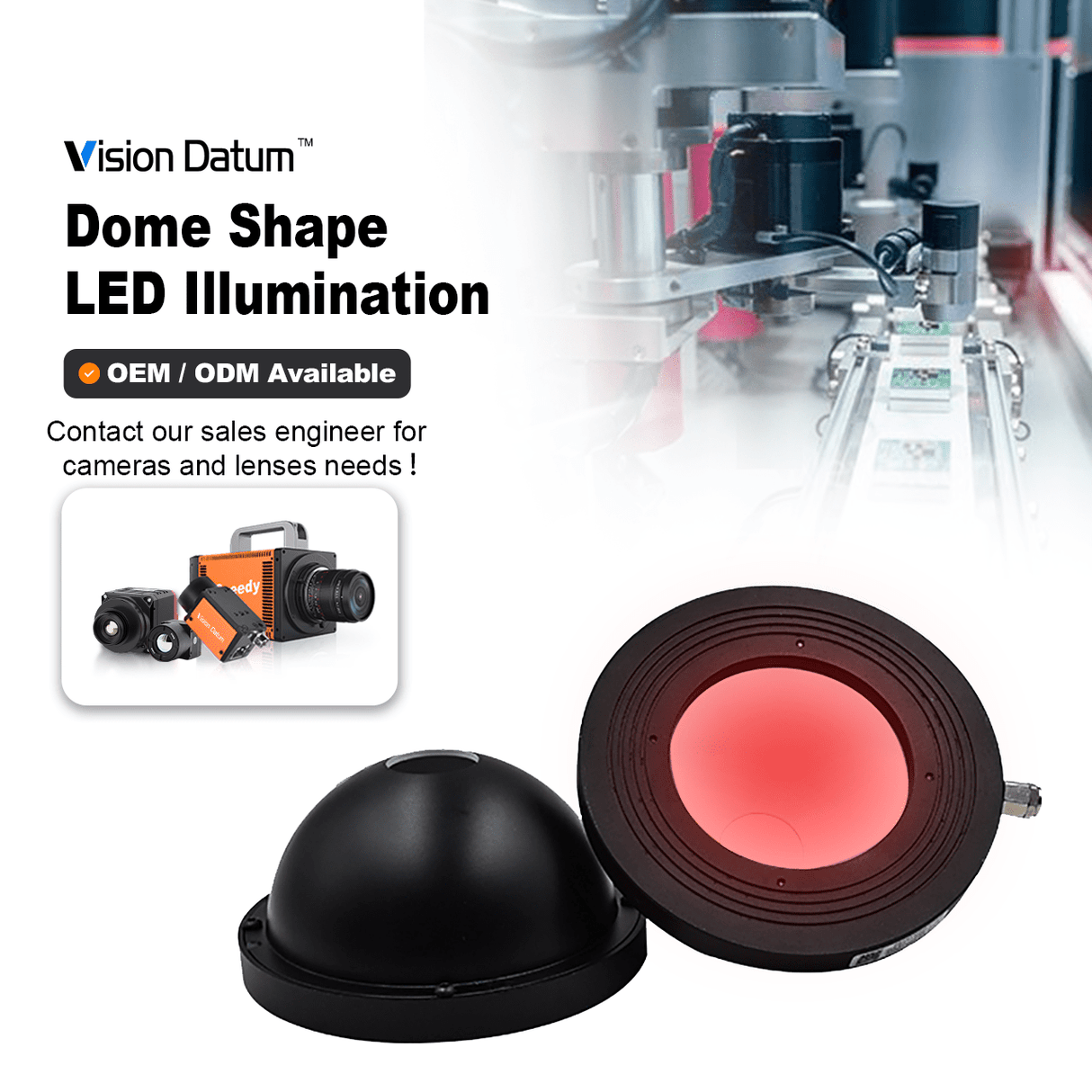 24V LED Machine Vision Dome Shape LED Lighting Illumination - Vision Datum