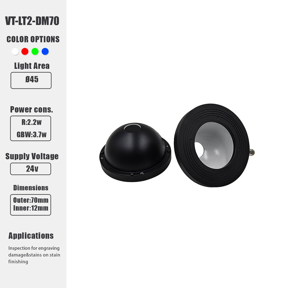 24V LED Machine Vision Dome Shape LED Lighting Illumination - Vision Datum