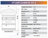 25MP 1.2" f2.4 380-780nm C-mount Industrial Fixed Lens | LENxxMP25-H1.2 - Vision Datum