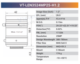 25MP 1.2" f2.4 380-780nm C-mount Industrial Fixed Lens | LENxxMP25-H1.2 - Vision Datum