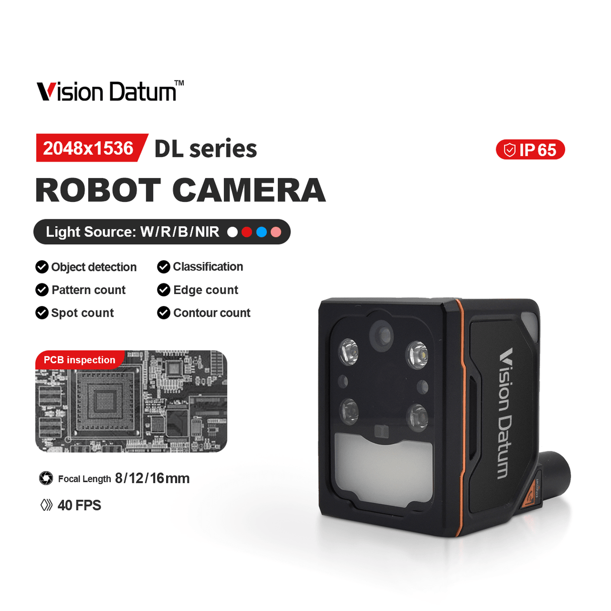 3MP 40FPS Pharmaceutical Track Deep Learning Smart Camera | VT-SM2-2048DL - Vision Datum