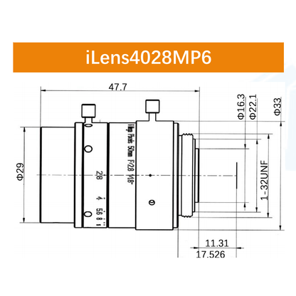 iCentral 1/1.8" 6MP C-Mount Low Distortion Industrial Machine Vision Lenses