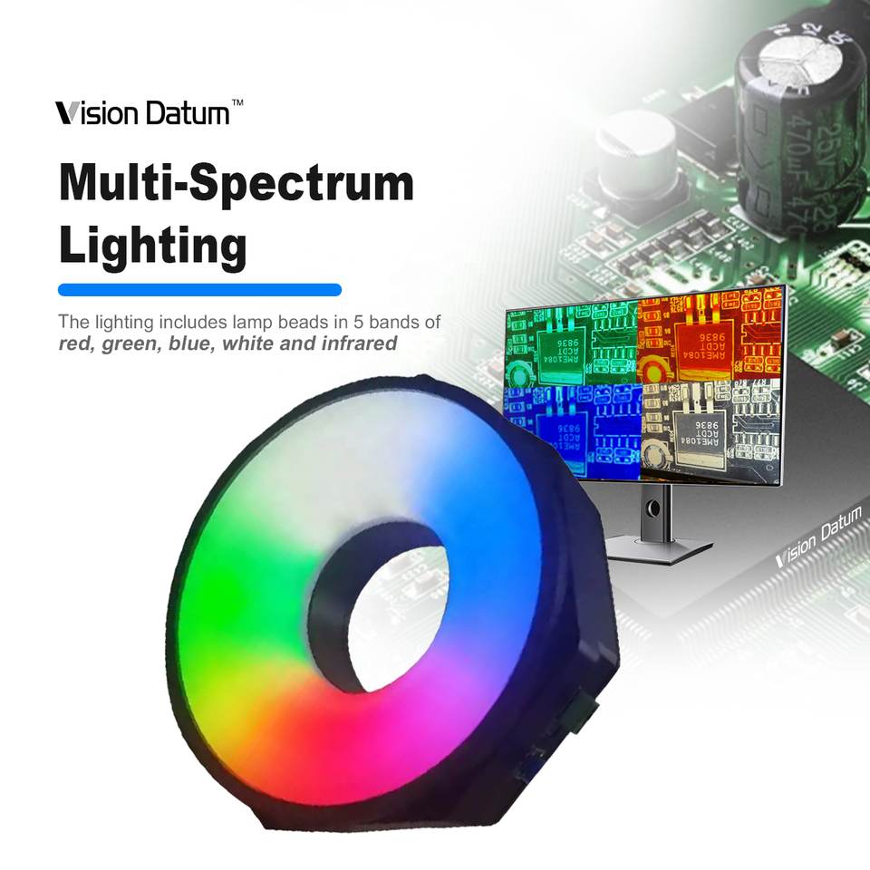 Industrielles Multispektrum-Ringlicht, 12 V DC, 198 mm, IR, RGB, wasserdicht, maßgeschneidert für maschinelle Bildverarbeitung 