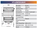 65lp/mm 85mm 78mm F-Mount UV Lenses - Vision Datum