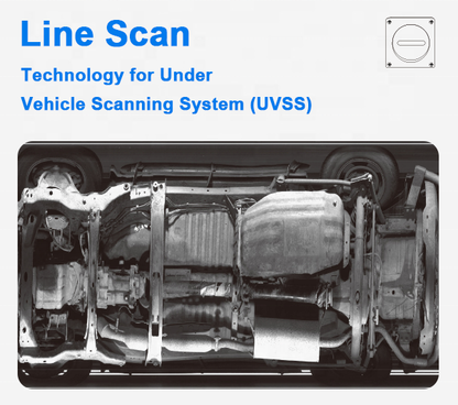 Линейное сканирование UVSS под системой сканирования автомобиля. Мобильный сканер для осмотра автомобилей. Распознавание номерных знаков для проверки безопасности. 