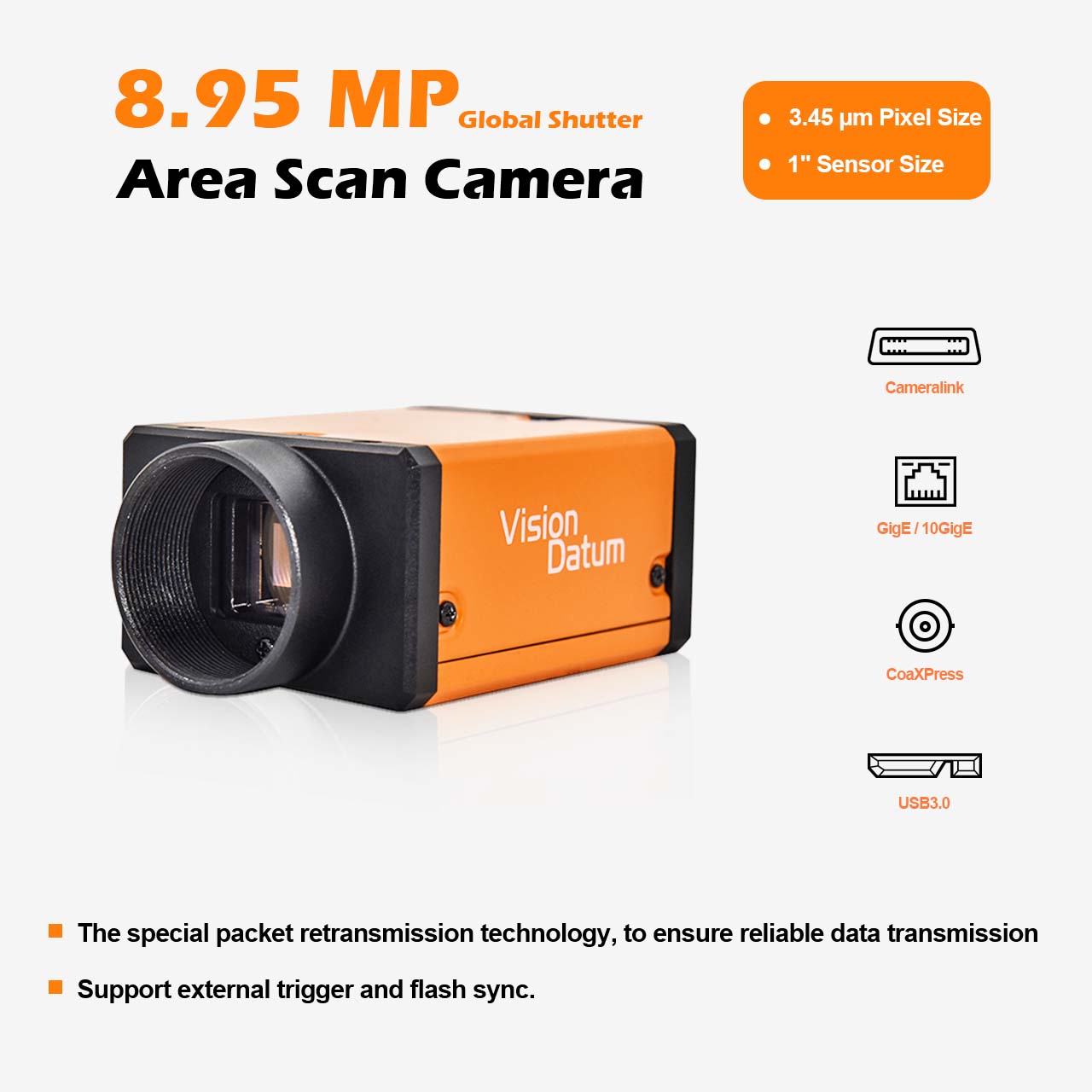 IMX267 9MP 13FPS 3.45μm 1" Global Shutter Camera
