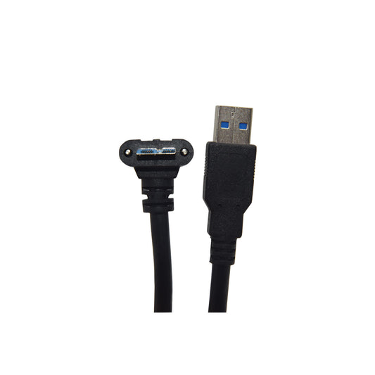 USB3.0 Cable USB-A Right Exit Right Angle to Micro-B with Recessed Screws