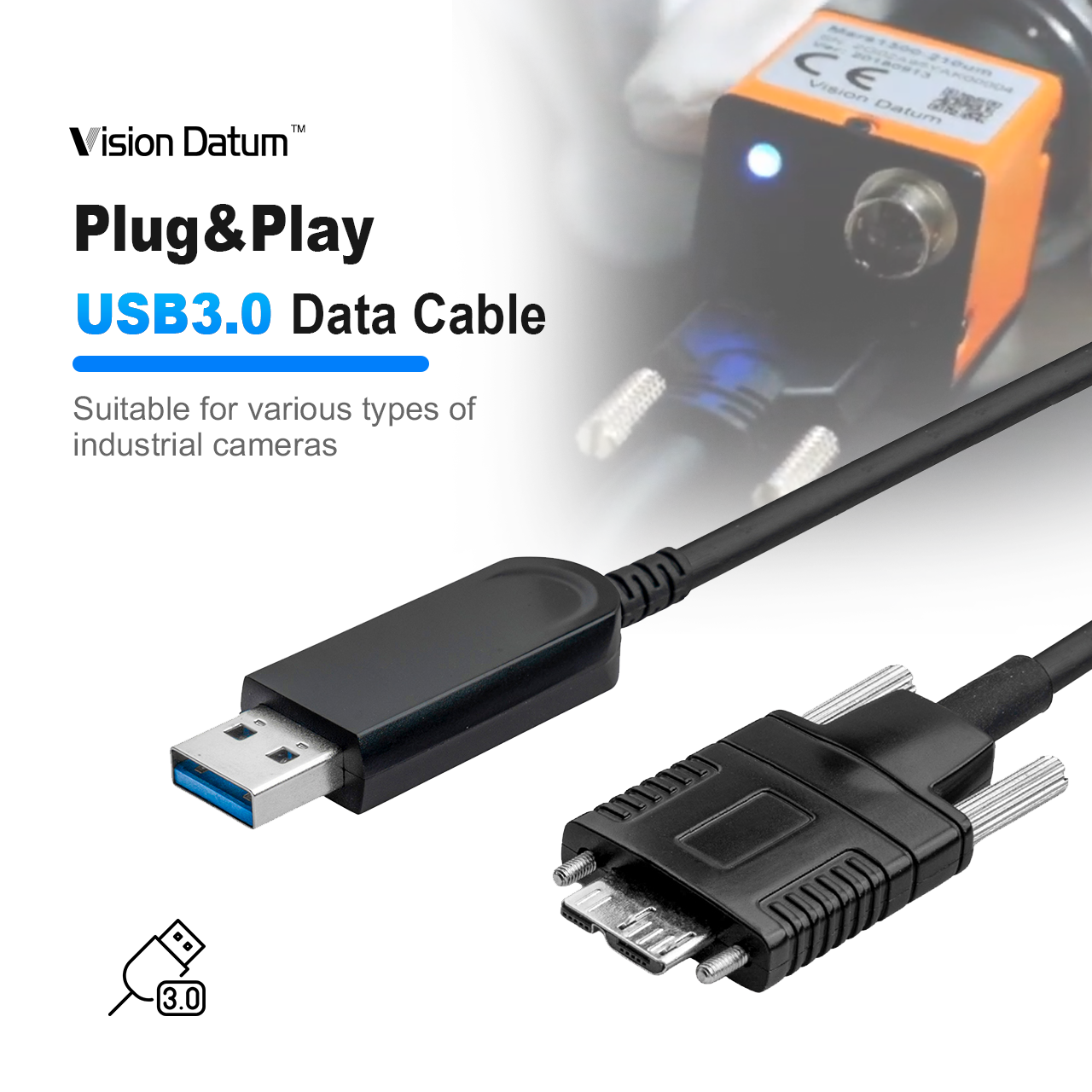 Plug & Play USB3.0 Machine Vision Camera Data Cable