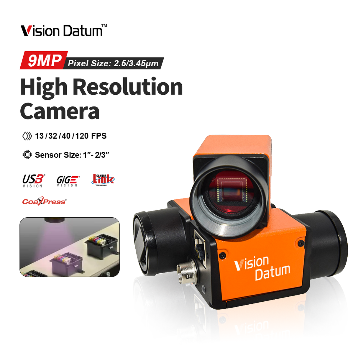 IMX264 5MP 68FPS CMOS USB3.0 камера с глобальным затвором 