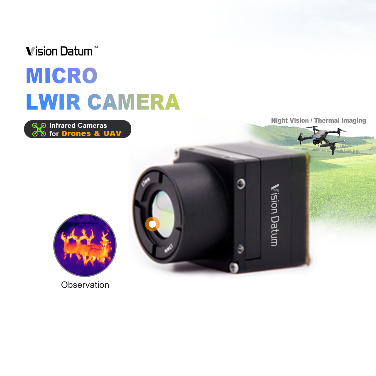 1.3MP 30HZ 12μm Observation Micro LWIR Camera