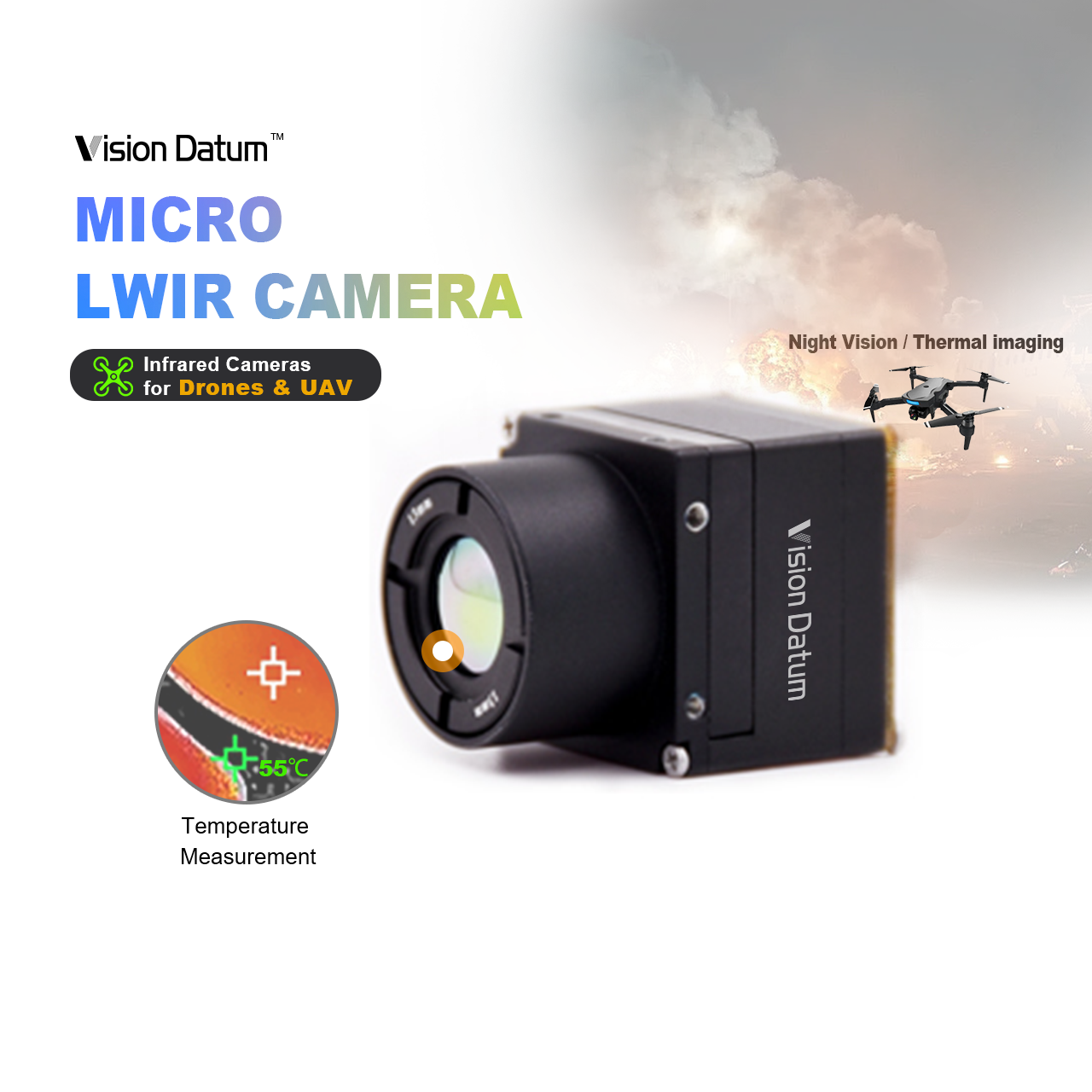 0.1MP 50HZ 12μm Observation Micro LWIR Camera
