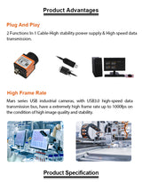 Высокоскоростная камера PYTHON300, 815 кадров в секунду, 0,3 МП, 1/4 дюйма, USB3.0, для машинного зрения 