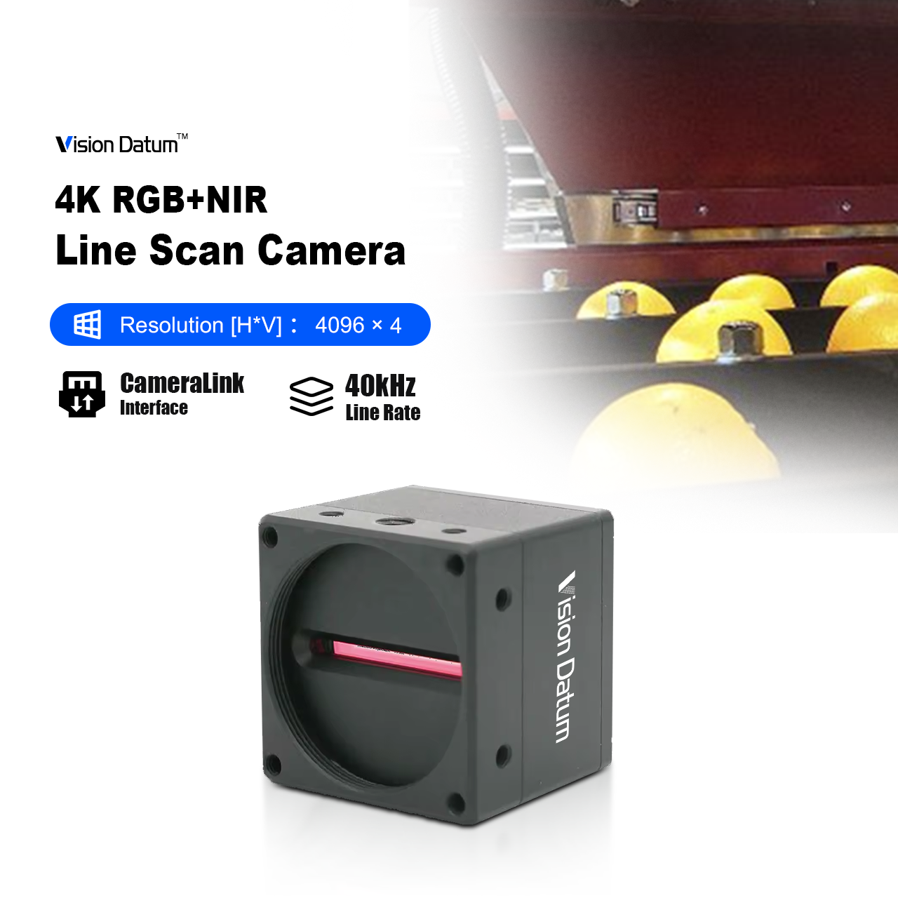 4k 40KHz Line Scan RGB Near Infrared Camera For Defect Detection