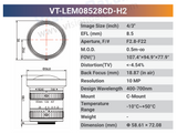 VT-LEM-CD-H2 4/3" 10MP C-Mount Fixed Lens 400–700nm – Low Distortion Industrial Lens