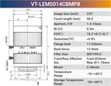 2/3'' 10MP C-Mount Fixed for 400-950nm Machine Vision