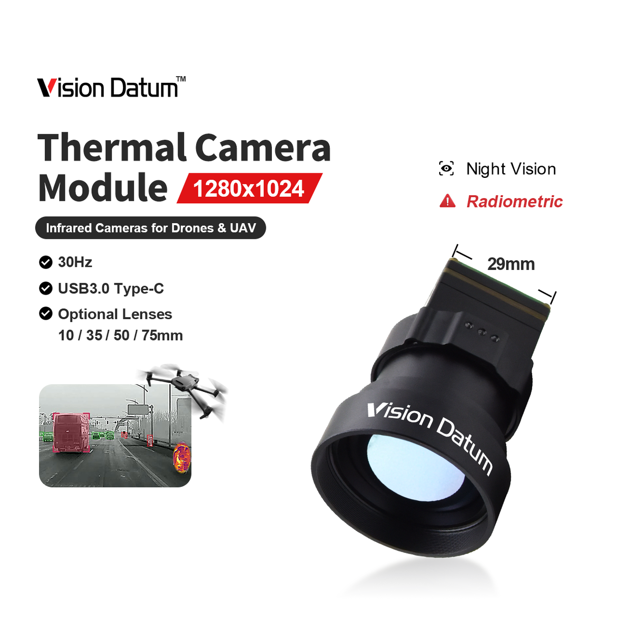 iVaster1280LWT 1280x1024 30Hz Thermal imaging Camera with Temperature Measurement - Vision Datum
