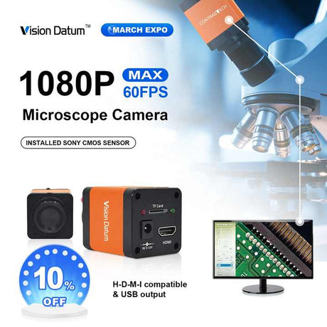 HD HDMI Compatible 2k 4k VGA Industrial Digital Microscope Camera with Cross Line Display - Vision Datum