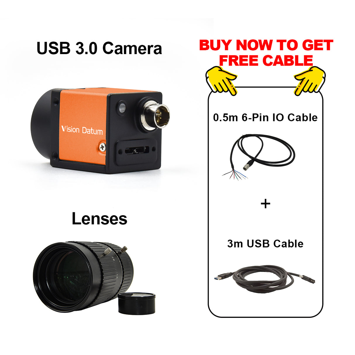 Caméra à obturateur global USB 3.0 250 FPS IMX273 1,6 MP 3,45 μm 1/2,9" 