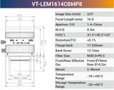 LEMxxCBMP8 2/3" C-Mount Fixed Lenses | 2MP / 8MP / 10MP | 5–100mm for Area Scan Cameras - Vision Datum