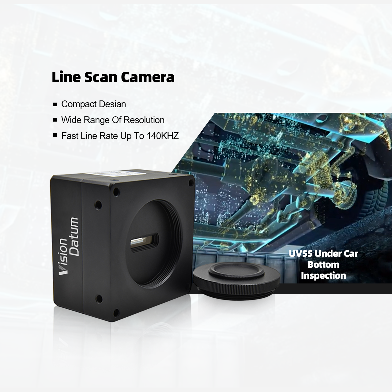 Камера линейного сканирования с креплением M72, 8K, 74 кГц, 7 мкм, CameraLink 
