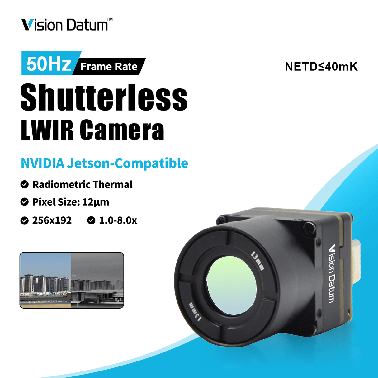 Mini 256×192 PAL Shutterless LWIR Thermal Drone Cameras iVaSL256LW - Vision Datum