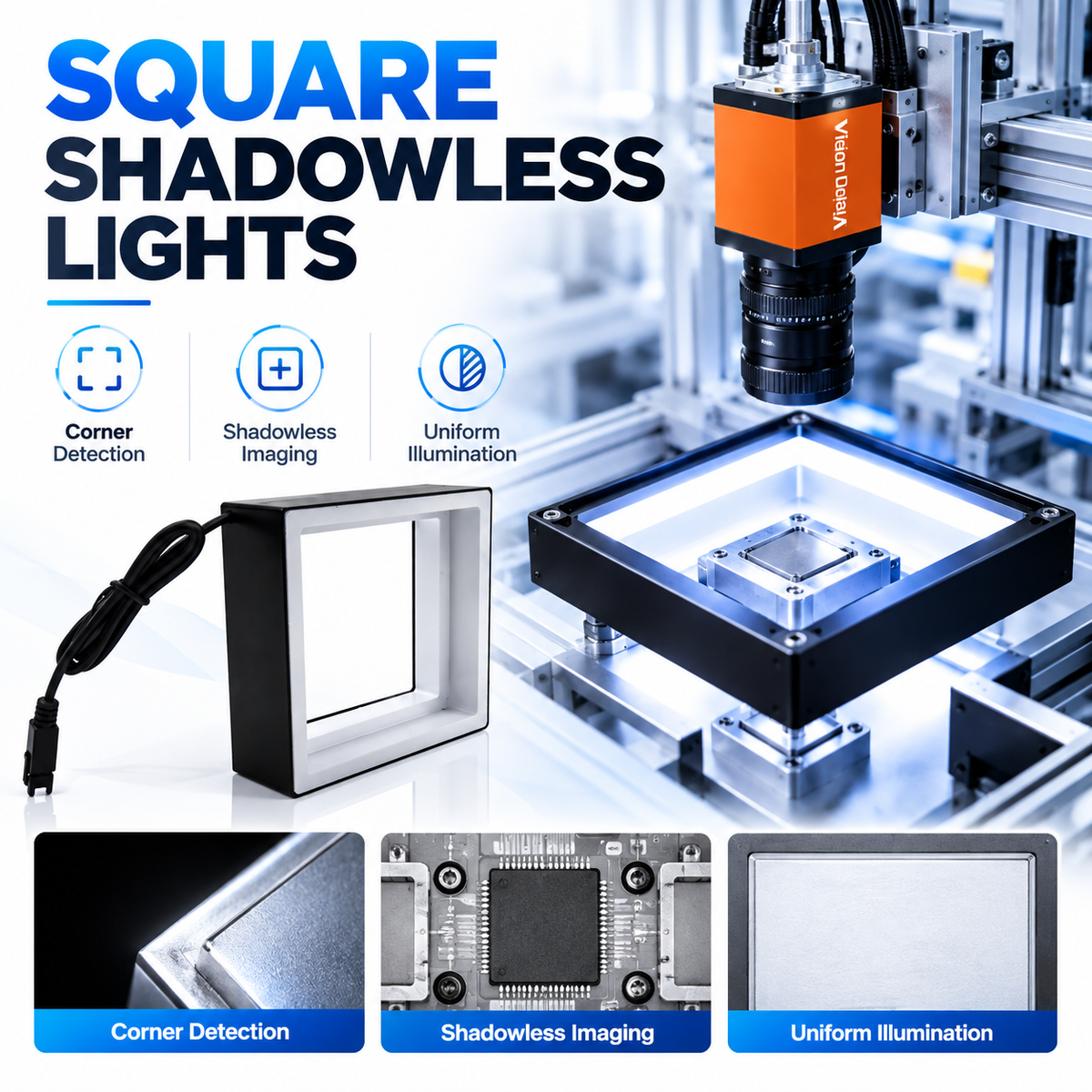 MT Series square machine vision light for uniform industrial inspection