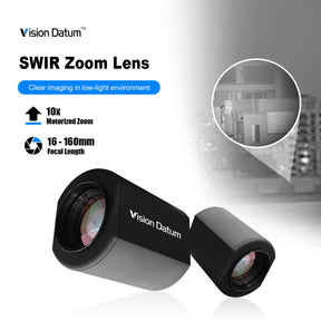 SWIR 16-160mm 10X 1" 900-1700nm Motorized Continuous Zoom Lens - Vision Datum