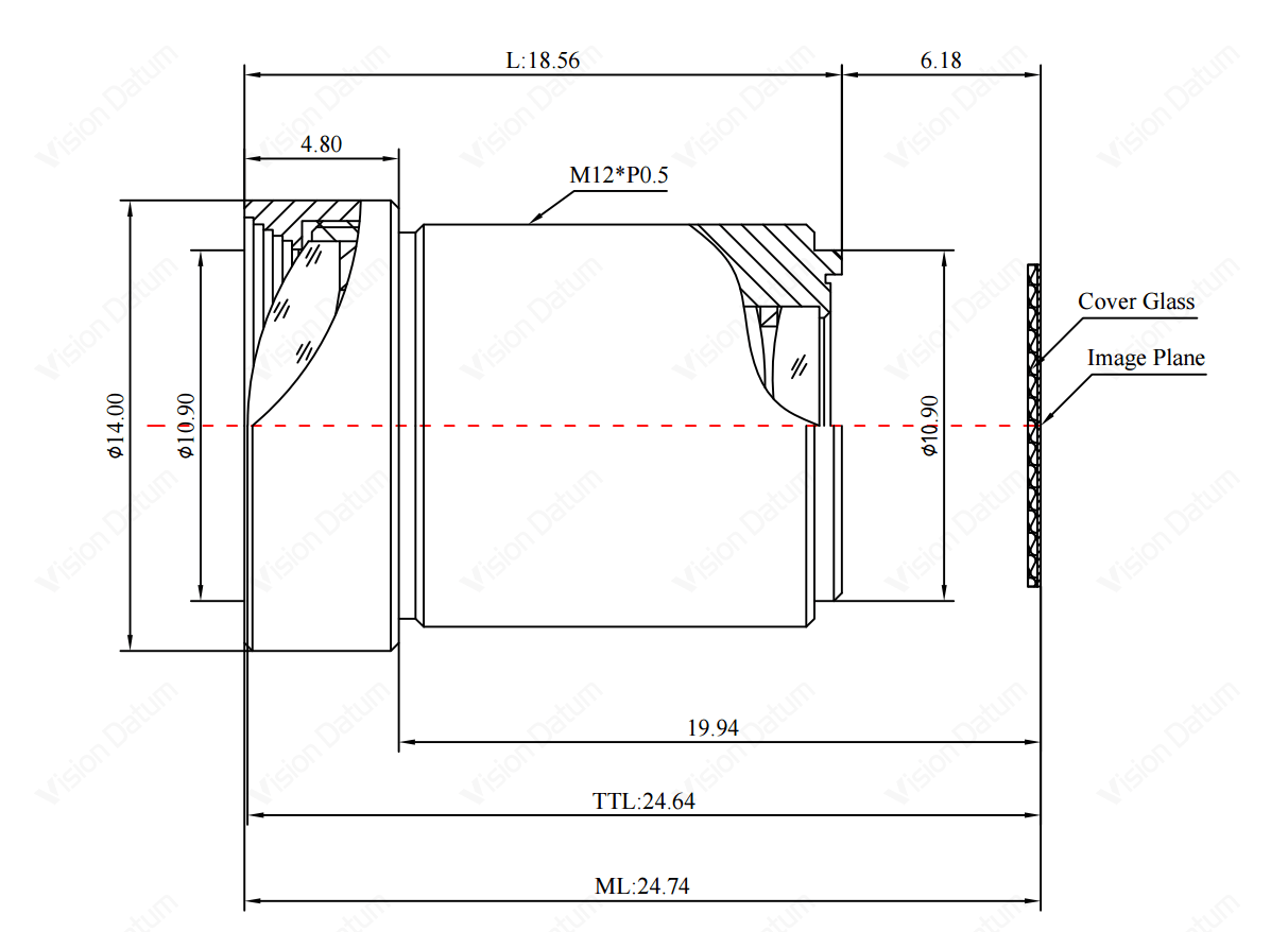 VT‑LEM05428i‑M12‑MP12 5.4MM 1/2.3" 12MP M12 Lens for Back-Bone Modified GoPro - Vision Datum