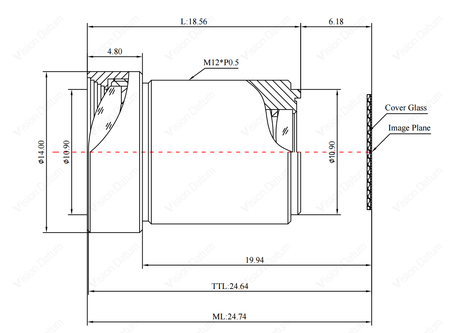 VT‑LEM05428i‑M12‑MP12 5.4MM 1/2.3" 12MP M12 Lens for Back-Bone Modified GoPro - Vision Datum