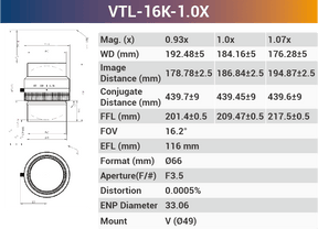 16k3.5μ 116mm Focal Length V-mount high resolution Line Scan Lenses - Vision Datum