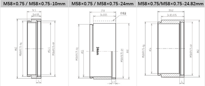 M58 auf M95 10–50 mm Verlängerungsring für Industrieobjektive
