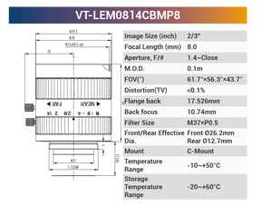 2/3'' 8MP C-Mount Fixed Lenses for 420-1150nm - Vision Datum