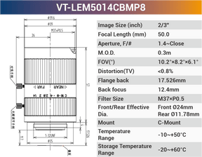 2/3'' 8MP C-Mount Fixed Lenses for 420-1150nm - Vision Datum