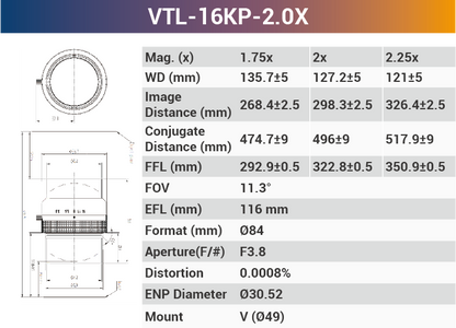 16k5μ V-образное крепление, размер датчика 66 мм, объектив с высоким разрешением и линейной разверткой 