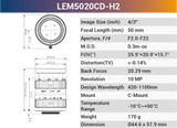 VT-LEM-CD-H2 4/3" 10MP C-Mount Fixed Lens 400–700nm – Low Distortion Industrial Lens - Vision Datum