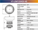 VT-LEM-CD-H2 4/3" 10MP C-Mount Fixed Lens 400–700nm – Low Distortion Industrial Lens - Vision Datum