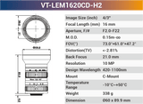 VT-LEM-CD-H2 4/3" 10MP C-Mount Fixed Lens 400–700nm – Low Distortion Industrial Lens - Vision Datum