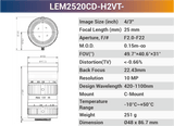 VT-LEM-CD-H2 4/3" 10MP C-Mount Fixed Lens 400–700nm – Low Distortion Industrial Lens - Vision Datum